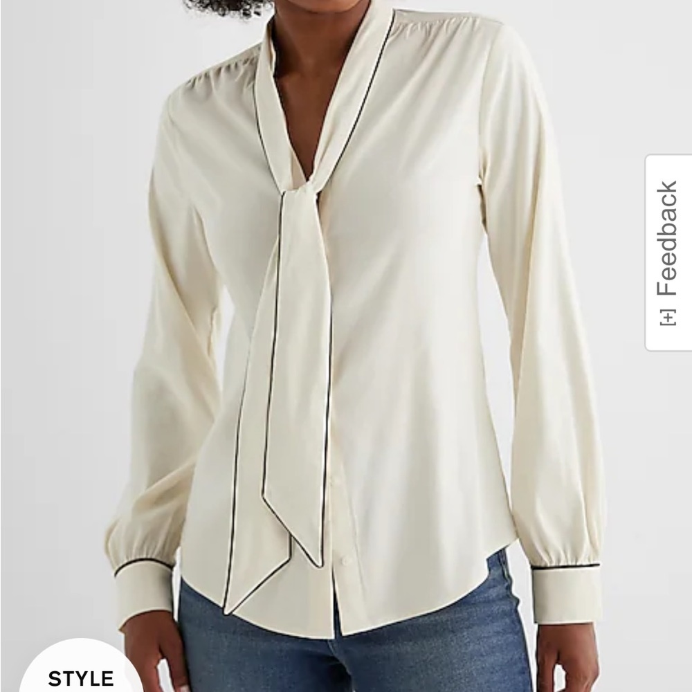 Slim Satin Tipped Tie Neck Portofino Shirt